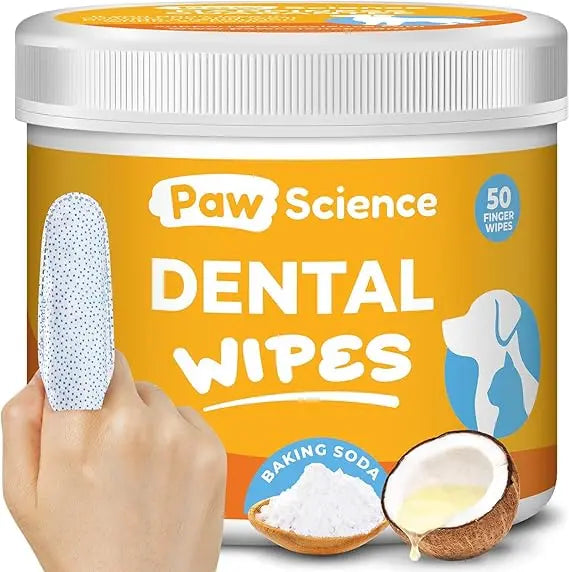 Dog & Cat Teeth Cleaning Wipes - Dental Finger Wipes for Cats & Dogs - Pet Toothbrush & Tooth Brushing Kit - Effective Teeth Cleaner (Unscented)