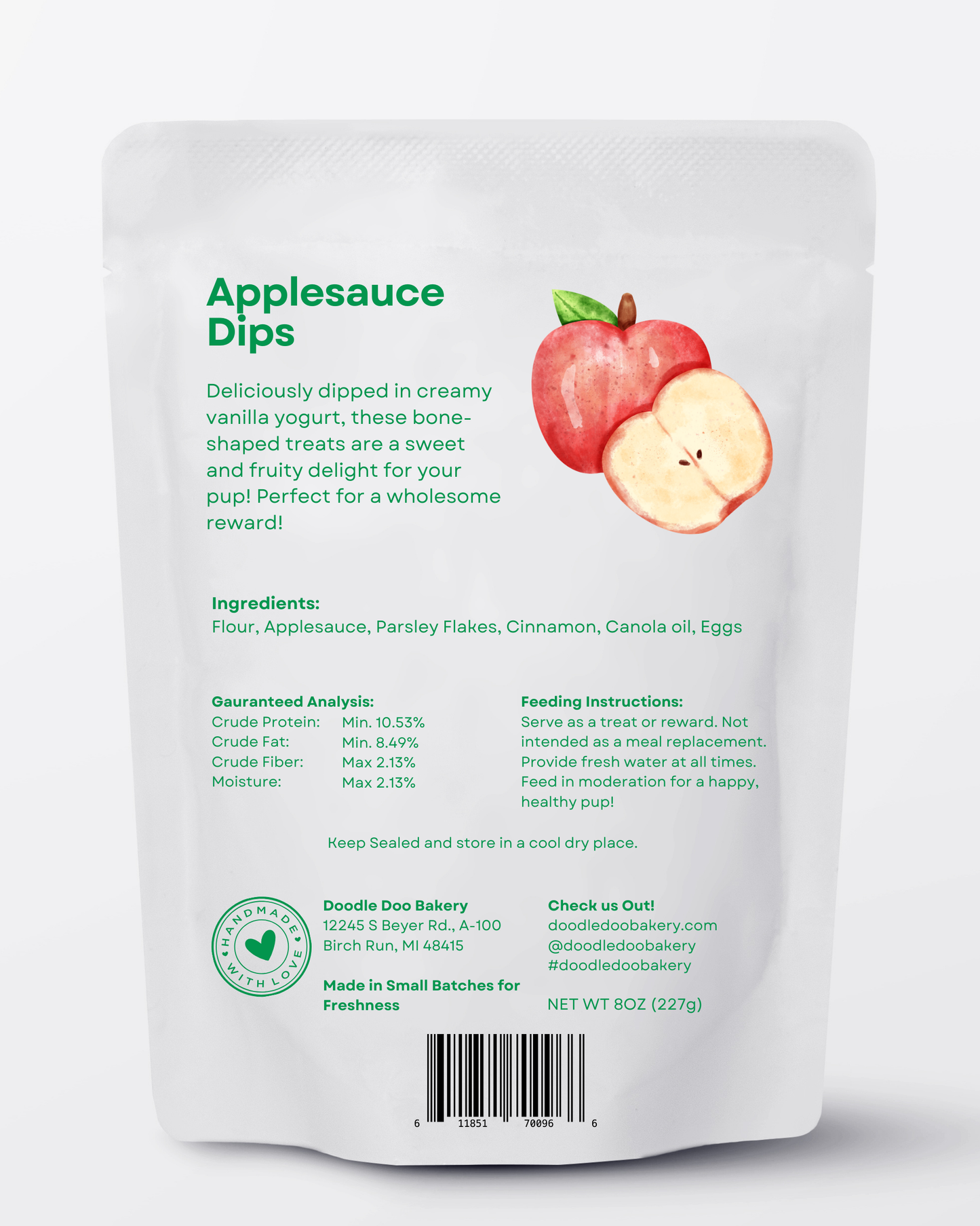 Homemade Dog Treats - π Applesauce Dips Treat 1/2lb π¦