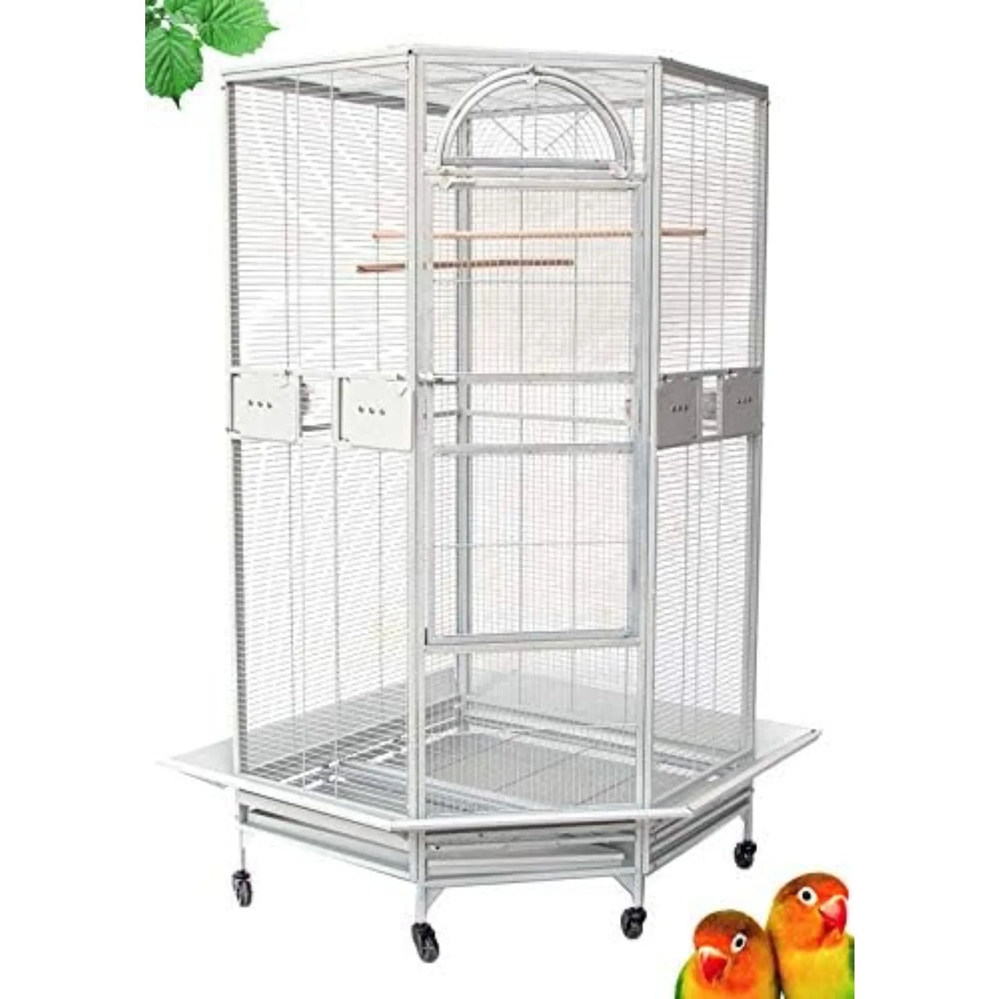 DecorBites™ Large Wrought Iron Parrot Cage with Rolling Base