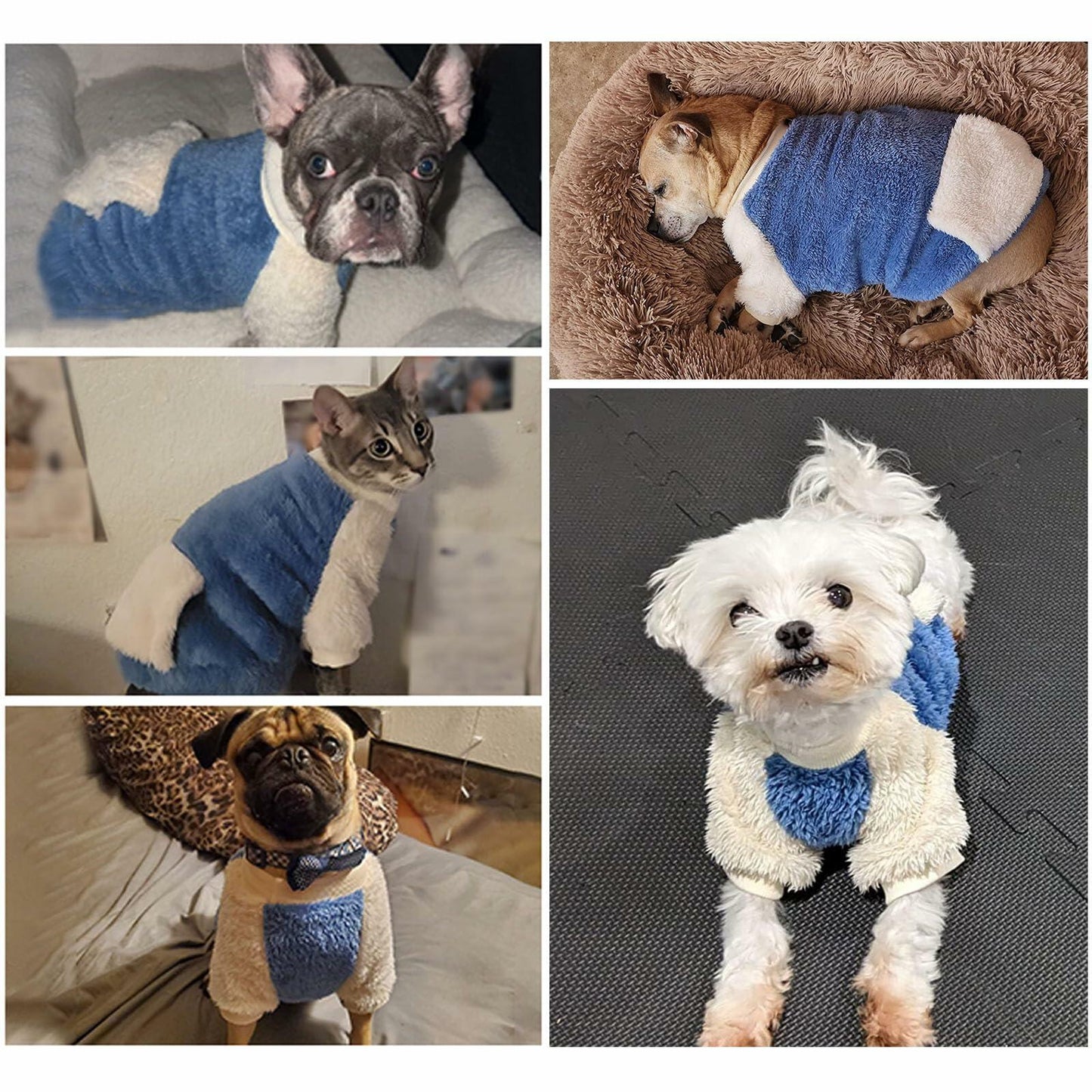 LESYPET Fleece Dog Sweater Small Medium Dogs Pullover Blue Size XX-Large