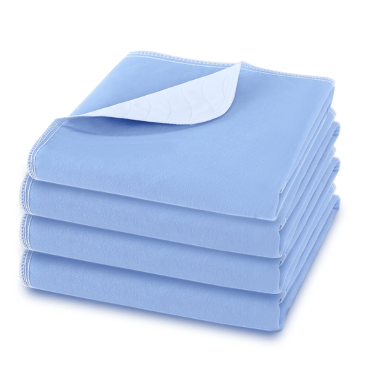 KEKOY 4 Layer Reusable Incontinence Bed Underpad, 4 Pack Washable Super Waterproof Absorbent Bed Pads Incontinence Protection, Pee Pads for Adults, Babys, Dogs, 18x24inch