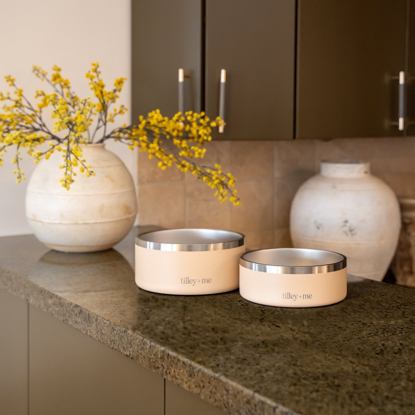 Gamelle pour animaux Tilley + Me en acier inoxydable – Antidérapante, durable et compatible lave-vaisselle | 946 ml et 1,9 L