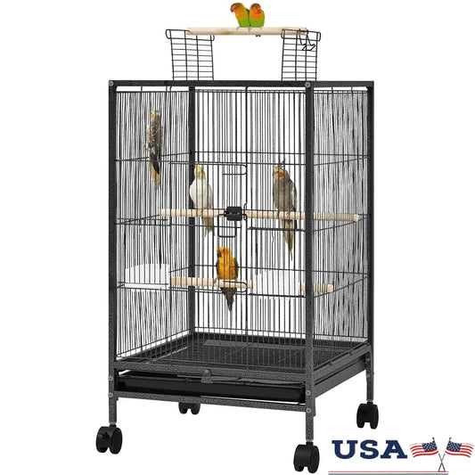 DecorBites™ 31" Wheeled Open Top Bird Cage for Parrots
