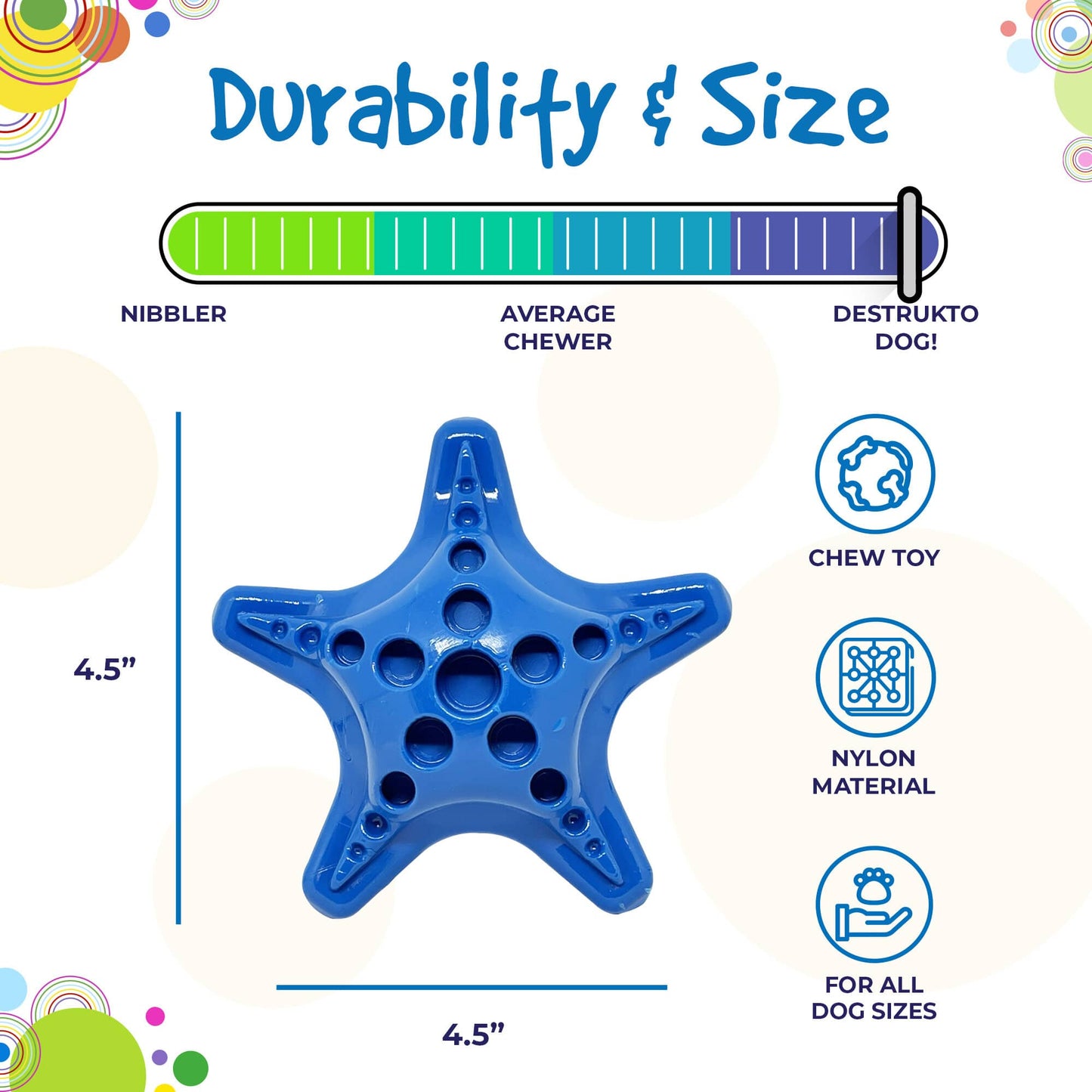 Starfish Nylon Dog Chew Toy for Aggressive Chewers | USA Made | SodaPup