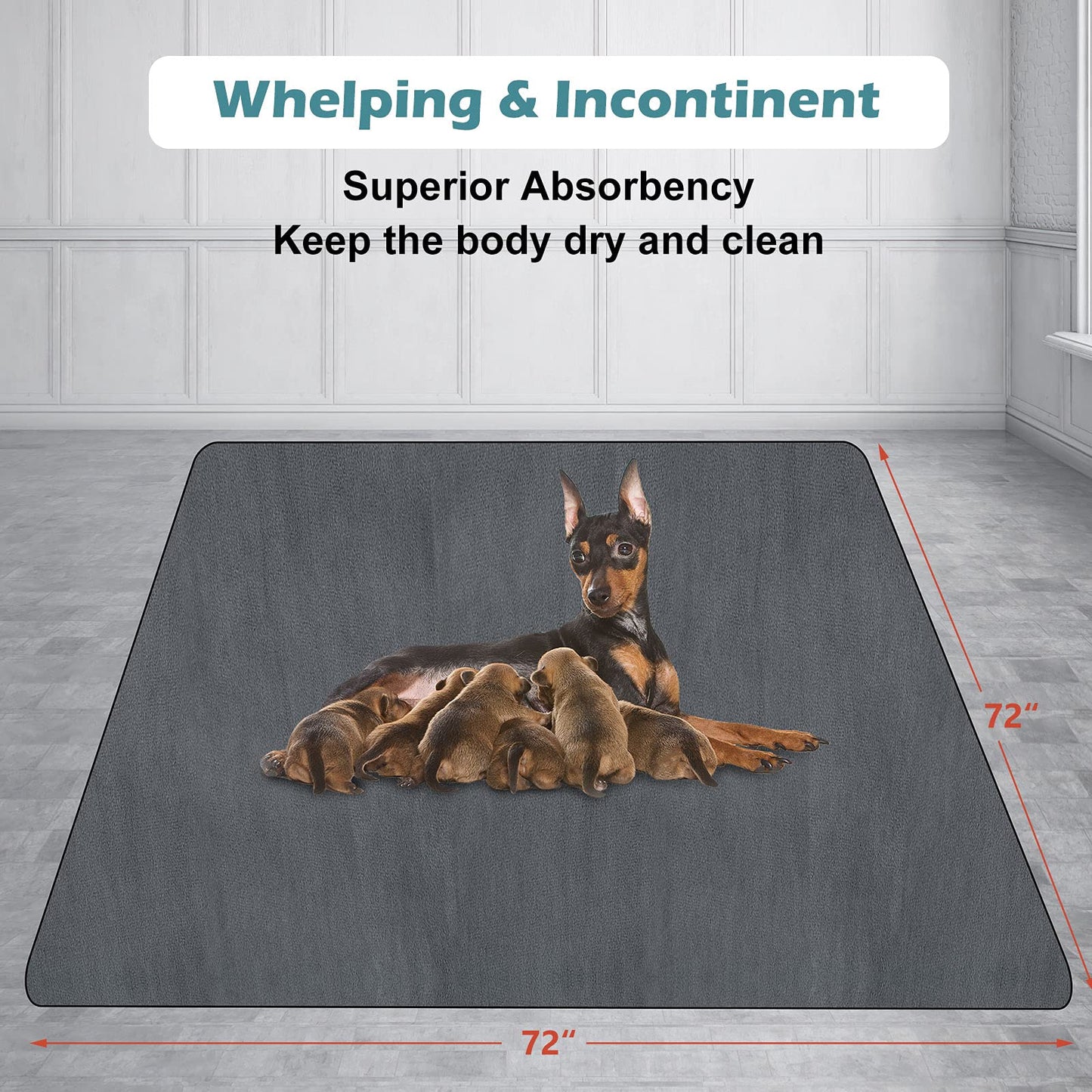 Washable Pee Pad for Dogs 72"x72" Reusable Dog Training Pad Non-Slip Extra Large