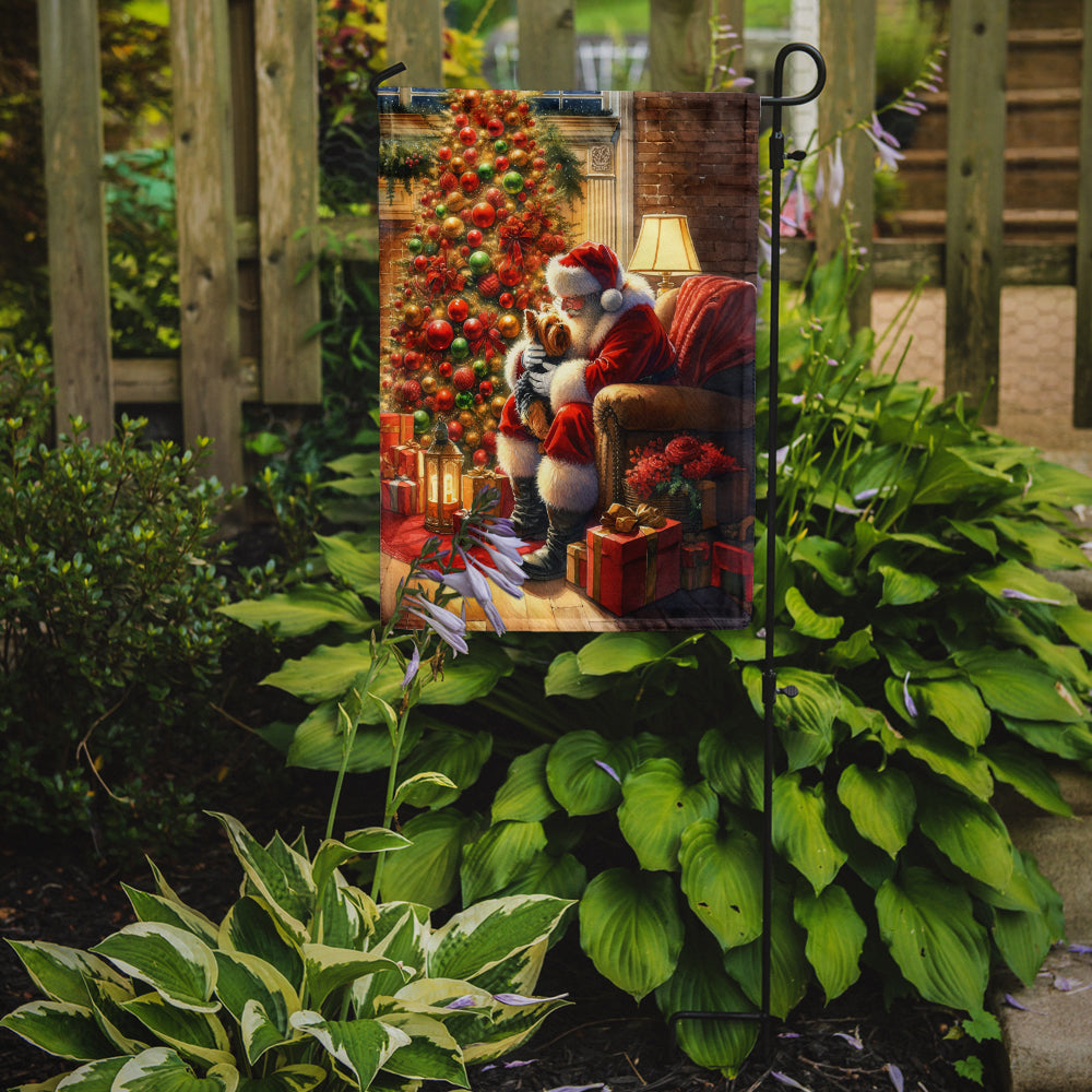 Yorkshire Terrier Yorkie with Santa Garden Flag – Christmas Dog Yard Decor