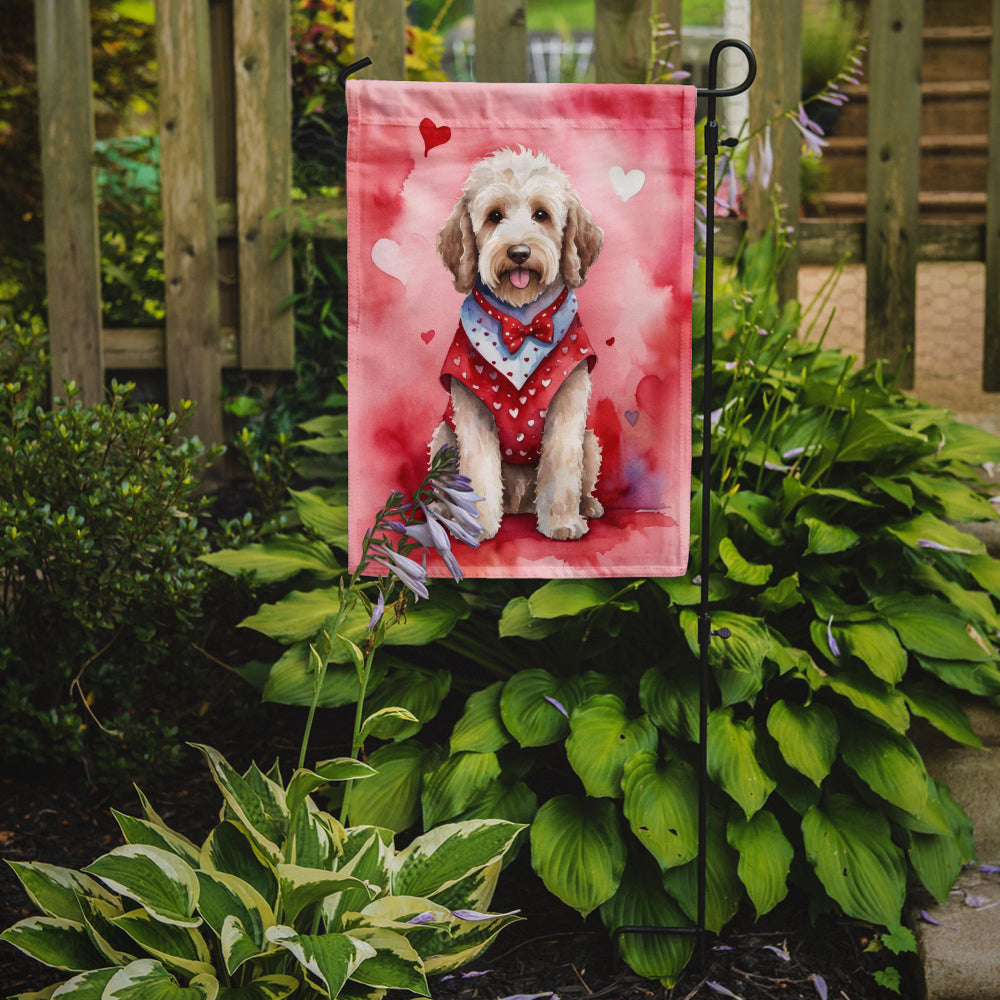 Labradoodle Valentine’s Day Garden Flag – Dog-Themed Heart Yard Decor