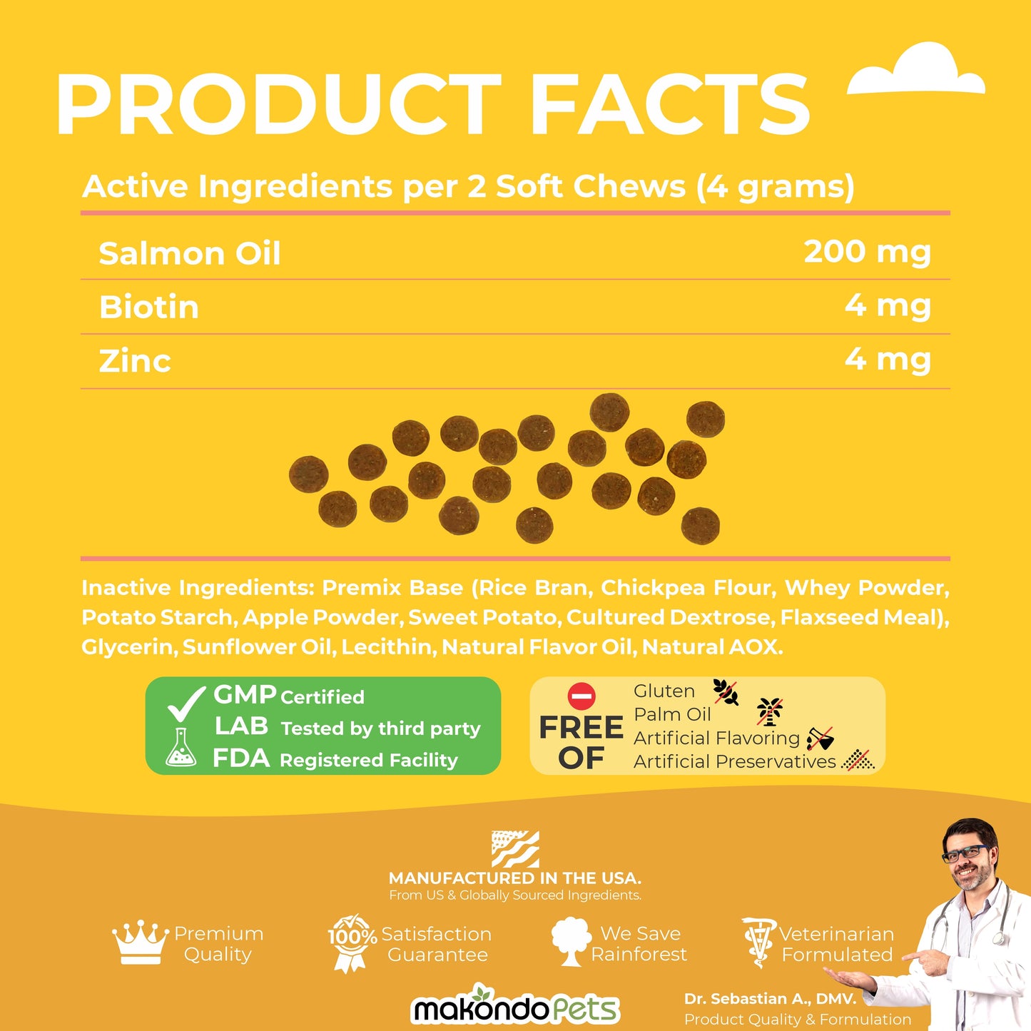 Omega 3 for Dogs - Salmon Oil - 120 Soft Chews