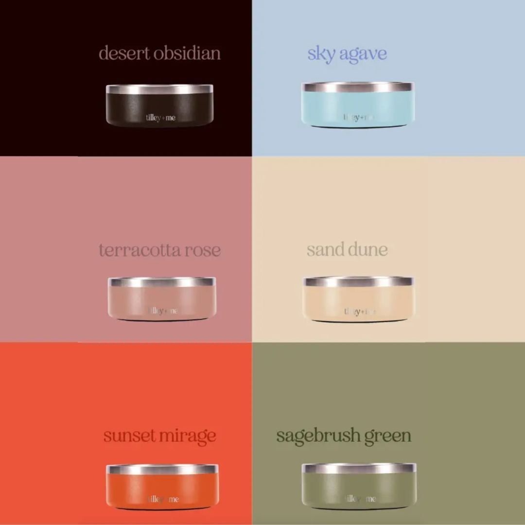 Gamelle pour animaux Tilley + Me en acier inoxydable – Antidérapante, durable et compatible lave-vaisselle | 946 ml et 1,9 L