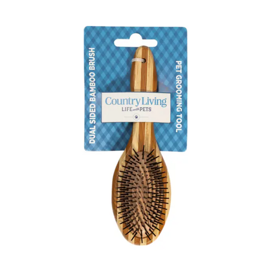 Country Living Dual-Sided Natural Wood Dog Brush - Ergonomic, Durable & Versatile