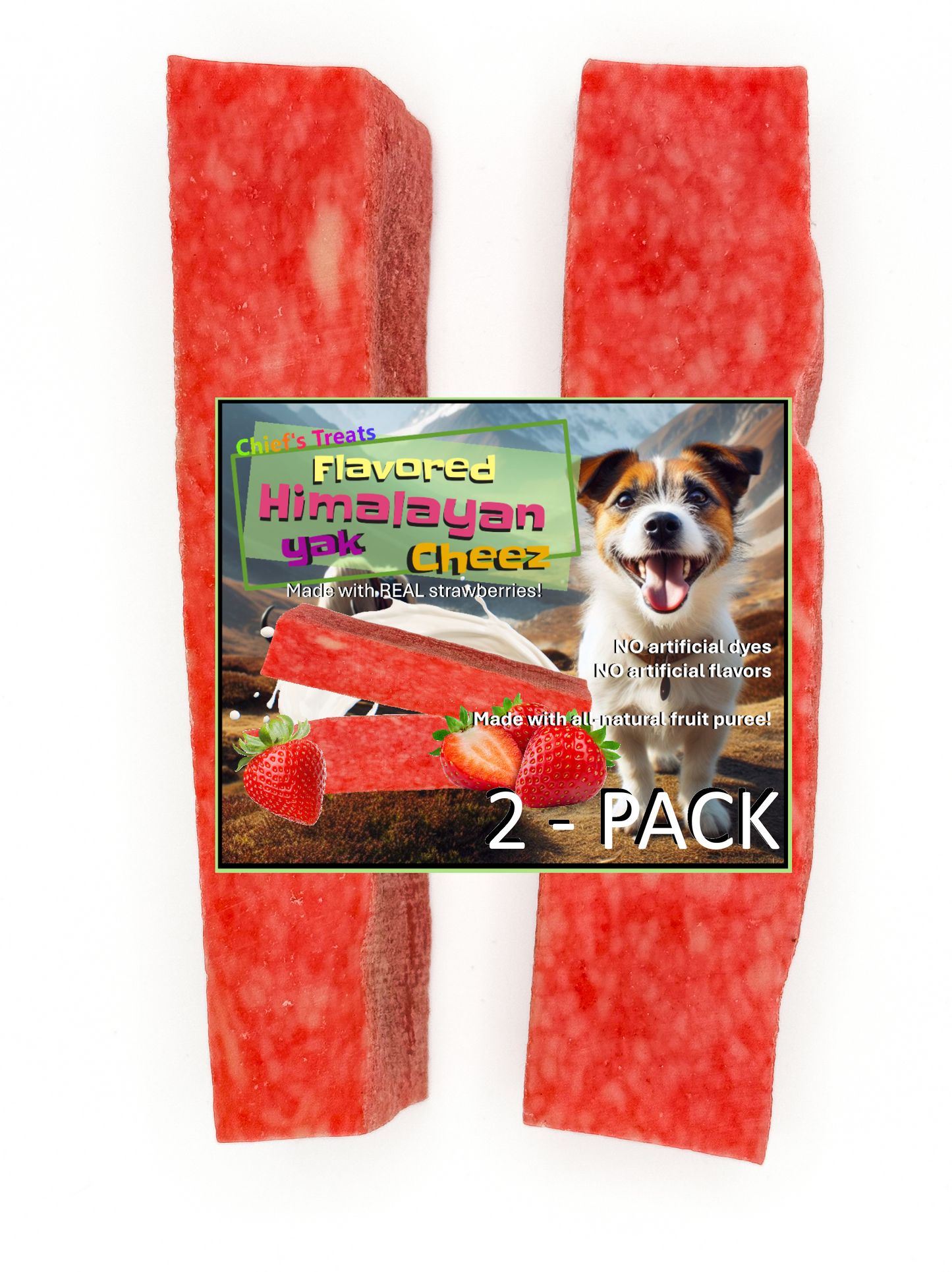 Strawberry Flavored Yak Cheese Chew - made with REAL STRAWBERRY Puree - Single