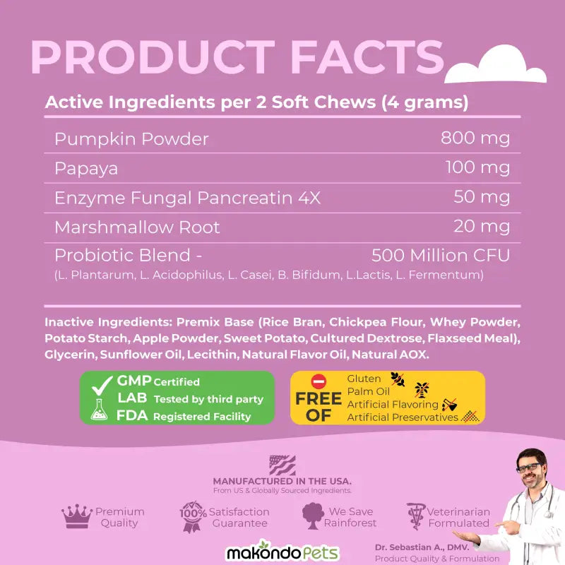 Probiotiques pour chiens - Enzymes digestives - 120 comprimés à croquer