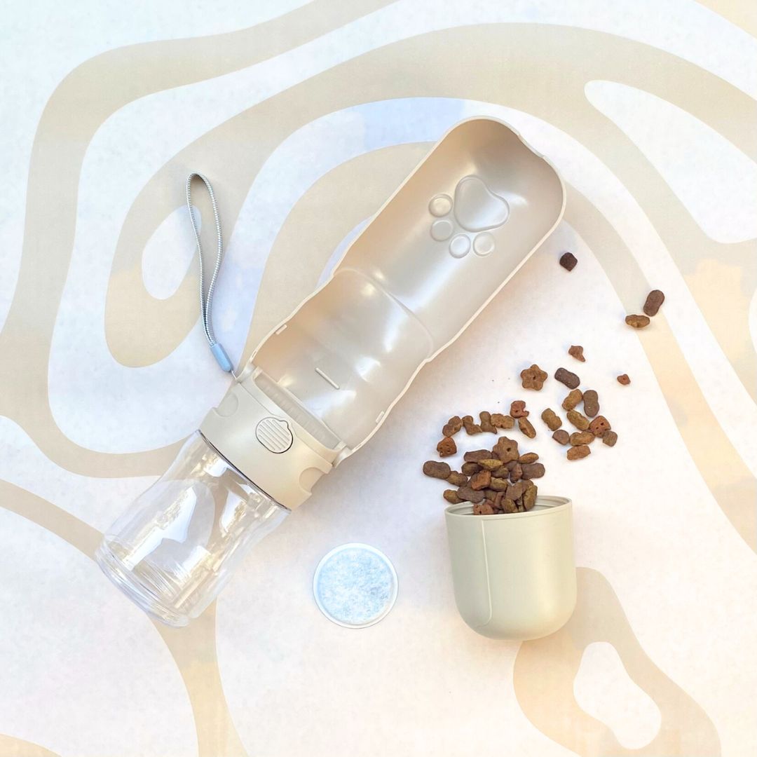 Tilley + Me Travel Dog Water Bottle with Treat Holder – Leakproof & BPA-Free 350mL