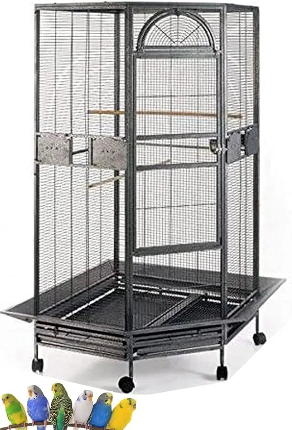 DecorBites™ Large Wrought Iron Parrot Cage with Rolling Base