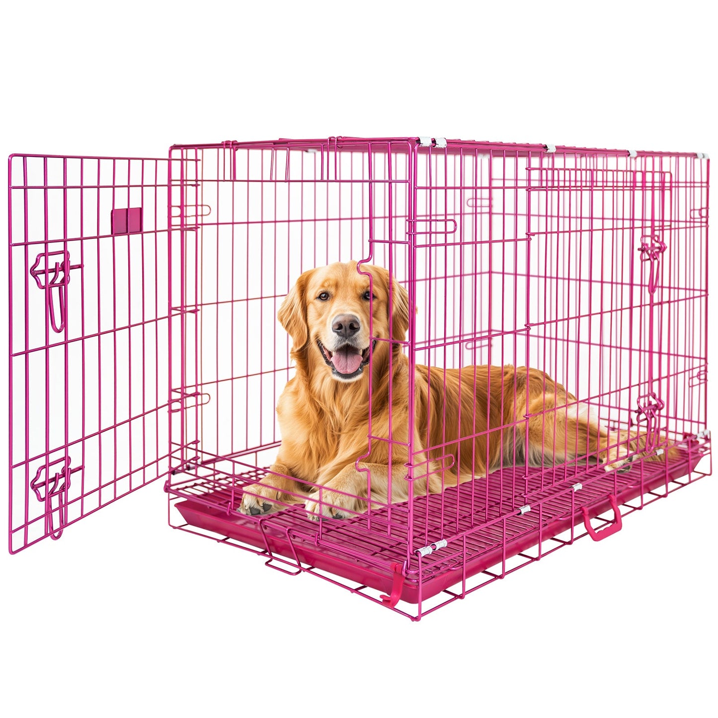 Jaula plegable para perros rosa de 24 a 42 pulgadas RED24-42