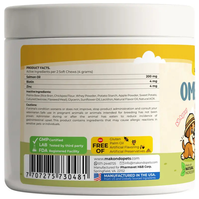 Omega 3 for Dogs - Salmon Oil - 120 Soft Chews