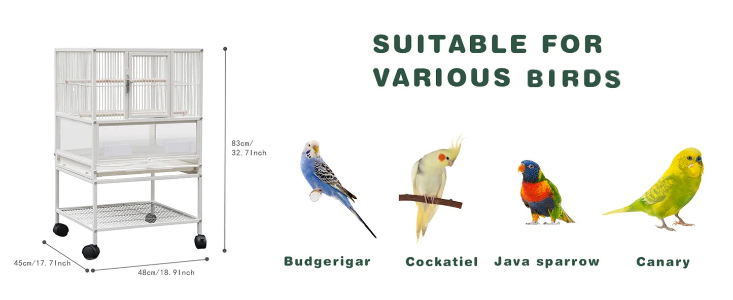 DecorBites™ Wrought Iron Bird Cage for Conures, Lovebirds - 30 Inch