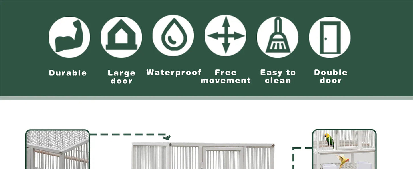 DecorBites™ Wrought Iron Bird Cage for Conures, Lovebirds - 30 Inch