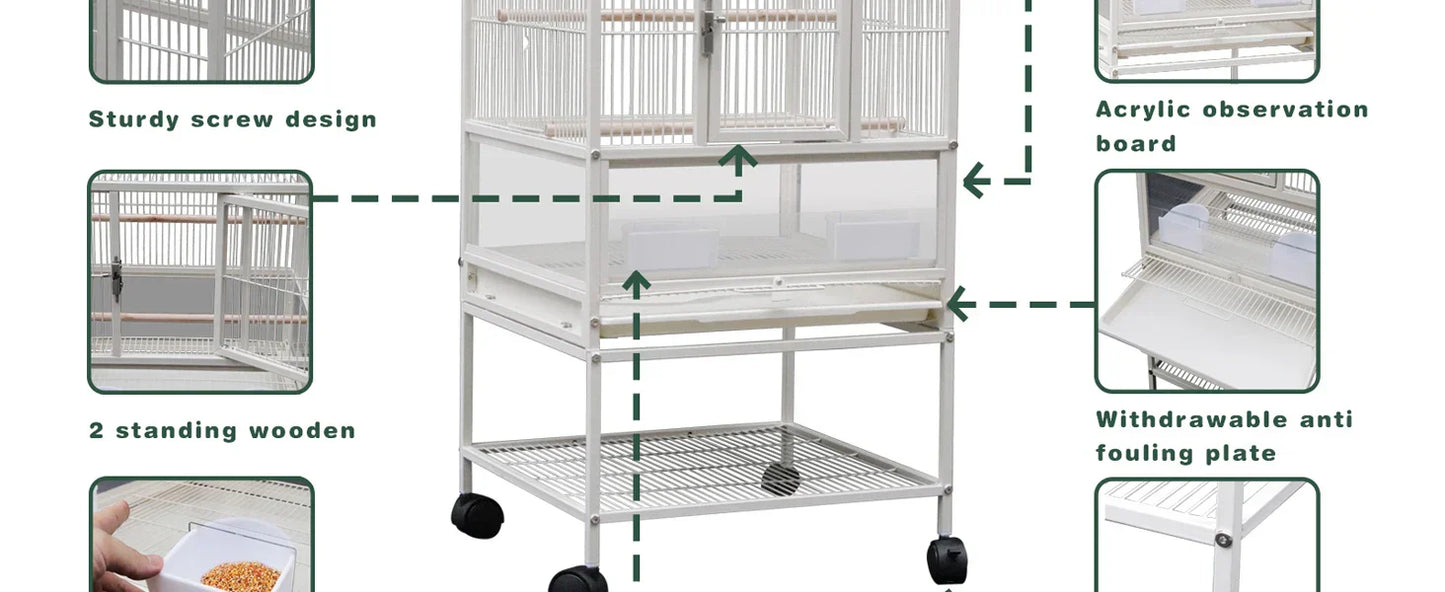 DecorBites™ Wrought Iron Bird Cage for Conures, Lovebirds - 30 Inch